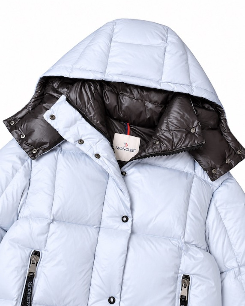 Moncler Square-Quilted Hooded Short Down Jacket – White