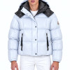 Moncler Square-Quilted Hooded Short Down Jacket – White