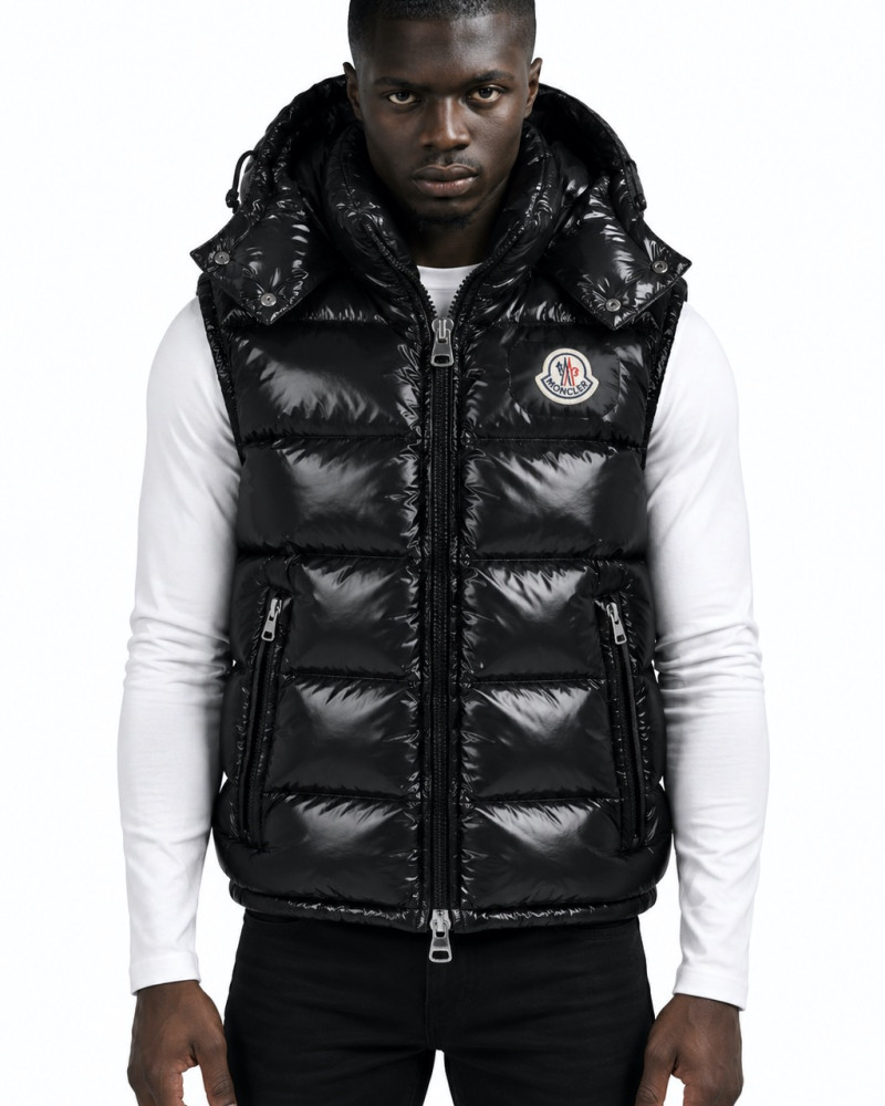 Moncler Bormes Hooded Down Vest – Black