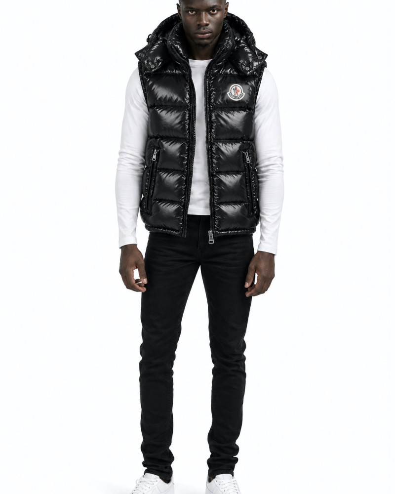 Moncler Bormes Hooded Down Vest – Black