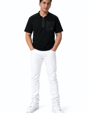 Moose Knuckles Utility Pocket Half-Zip Polo – Black