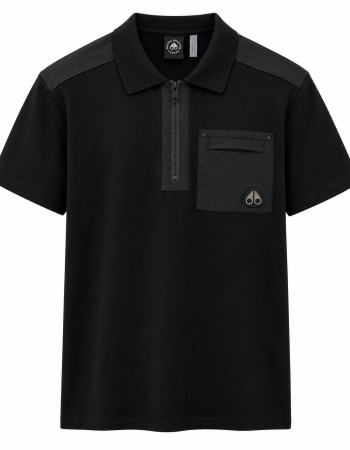 Moose Knuckles Utility Pocket Half-Zip Polo – Black