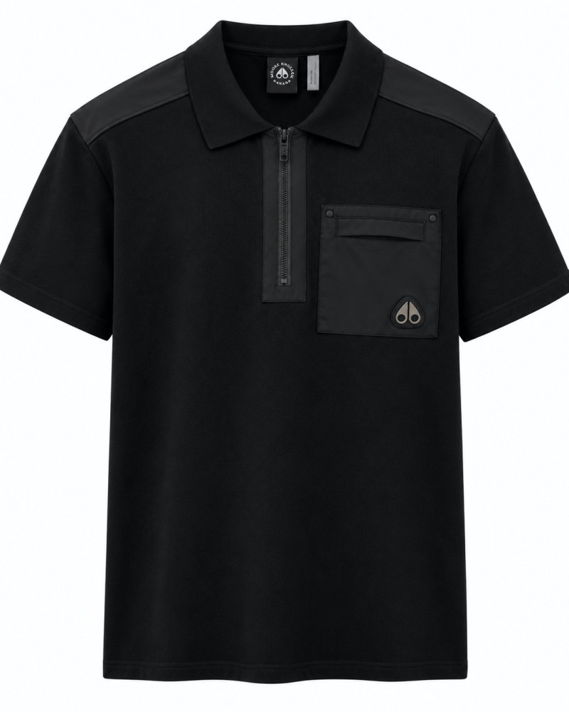 Moose Knuckles Utility Pocket Half-Zip Polo – Black