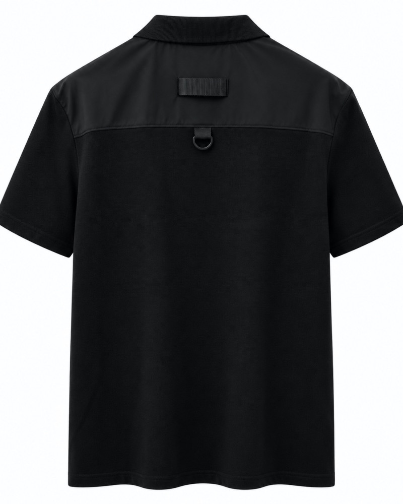 Moose Knuckles Utility Pocket Half-Zip Polo – Black