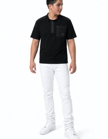 Moose Knuckles Utility Pocket Half-Zip Polo – Black