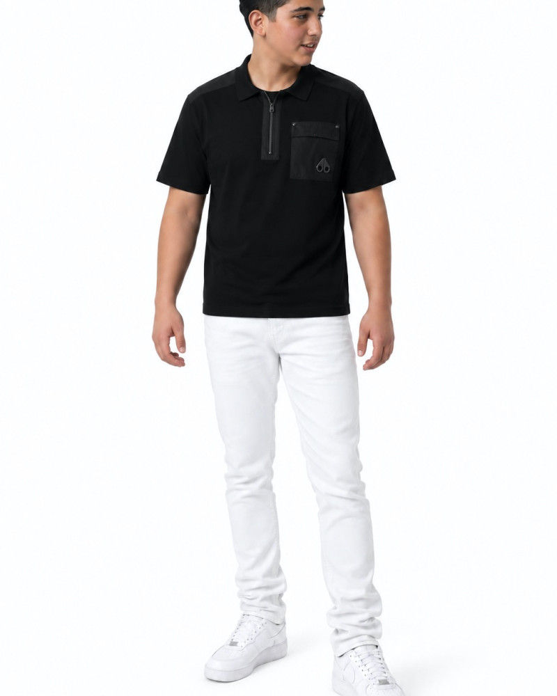Moose Knuckles Utility Pocket Half-Zip Polo – Black