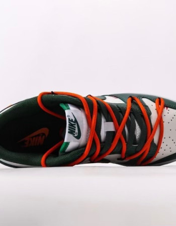 Nike Dunk Low Pine Green Off White Style Orange Lace Overlay Sneakers