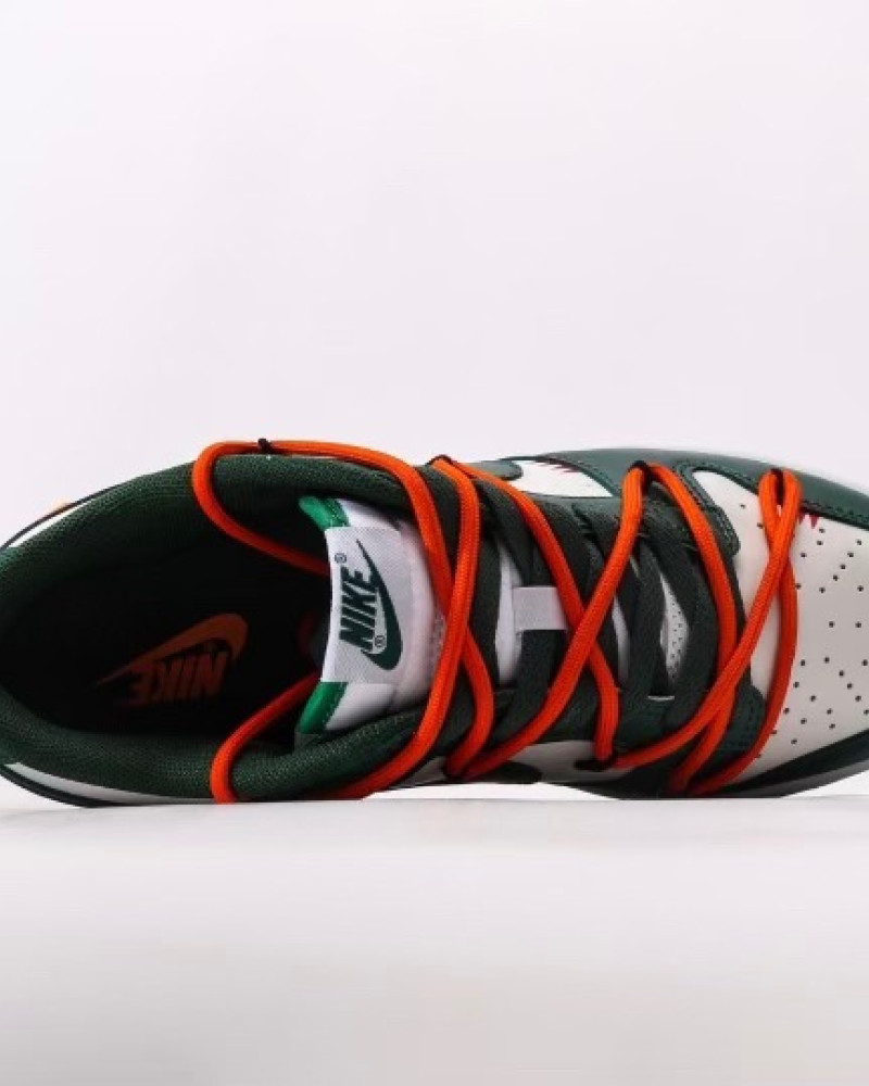 Nike Dunk Low Pine Green Off White Style Orange Lace Overlay Sneakers