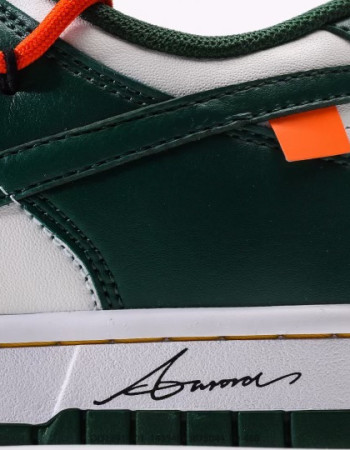 Nike Dunk Low Pine Green Off White Style Orange Lace Overlay Sneakers