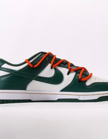 Nike Dunk Low Pine Green Off White Style Orange Lace Overlay Sneakers