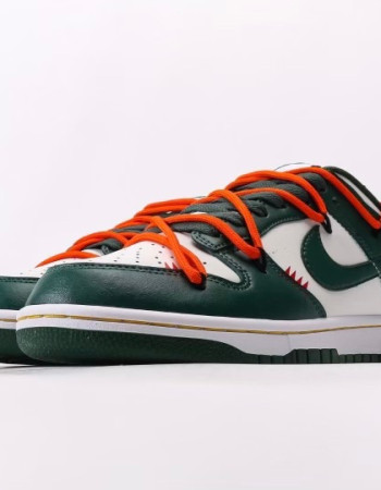 Nike Dunk Low Pine Green Off White Style Orange Lace Overlay Sneakers