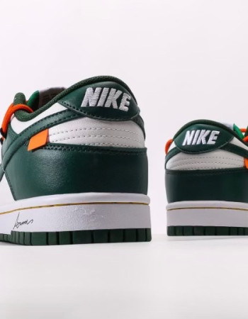 Nike Dunk Low Pine Green Off White Style Orange Lace Overlay Sneakers