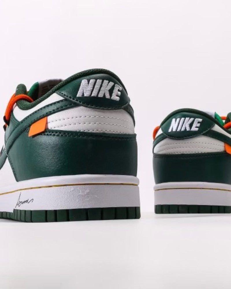 Nike Dunk Low Pine Green Off White Style Orange Lace Overlay Sneakers
