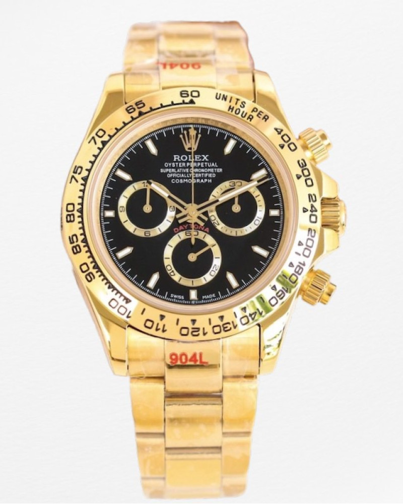 Rolex Cosmograph Daytona Yellow Gold Black Dial Chronograph Watch