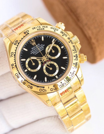 Rolex Cosmograph Daytona Yellow Gold Black Dial Chronograph Watch
