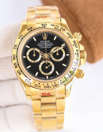 Rolex Cosmograph Daytona Yellow Gold Black Dial Chronograph Watch
