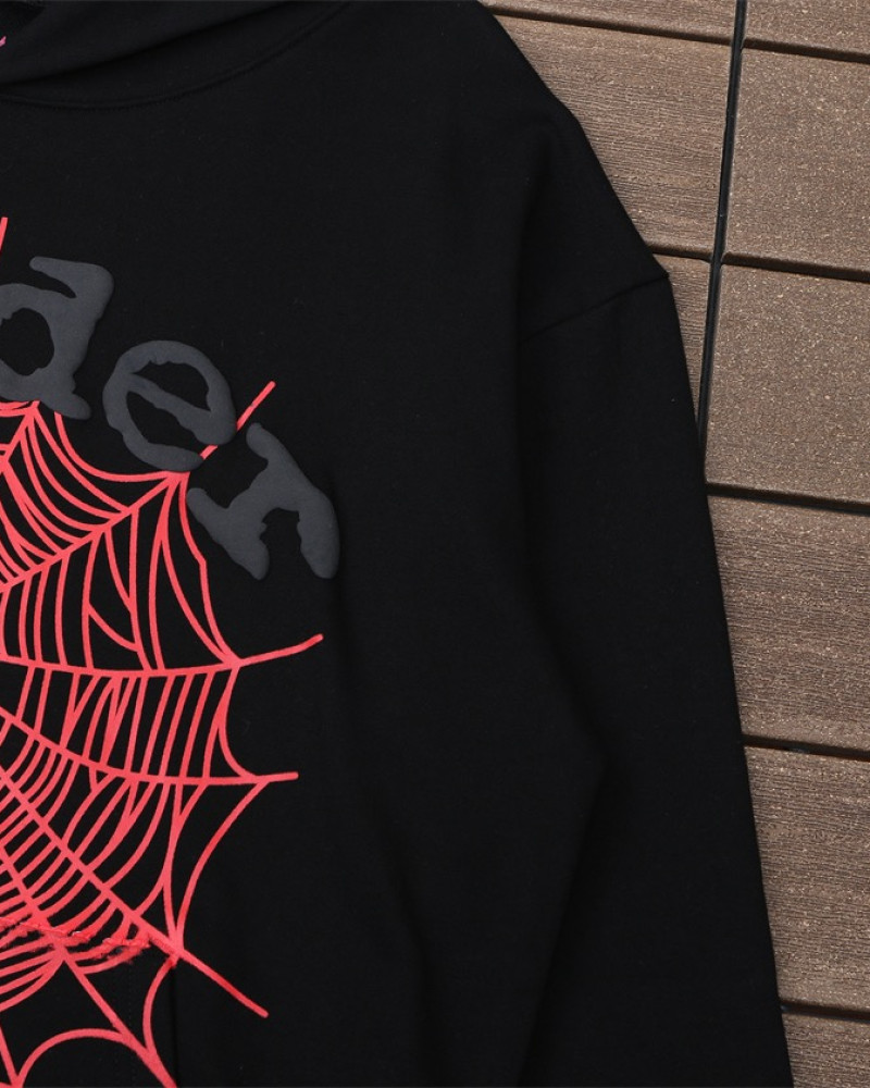 Sp5der Red Web Hoodie
