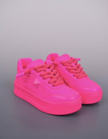  Valentino Garavani One Stud Low-Top Sneakers Neon Pink