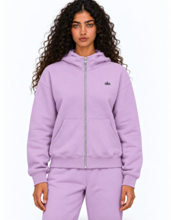 Alo Yoga Sweet Escape Zip Up Hoodie – Pink, Lavender, Grey & Black