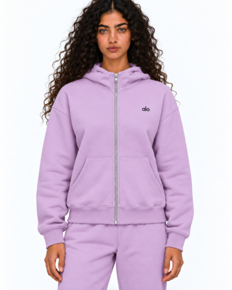 Alo Yoga Sweet Escape Zip Up Hoodie – Pink, Lavender, Grey & Black
