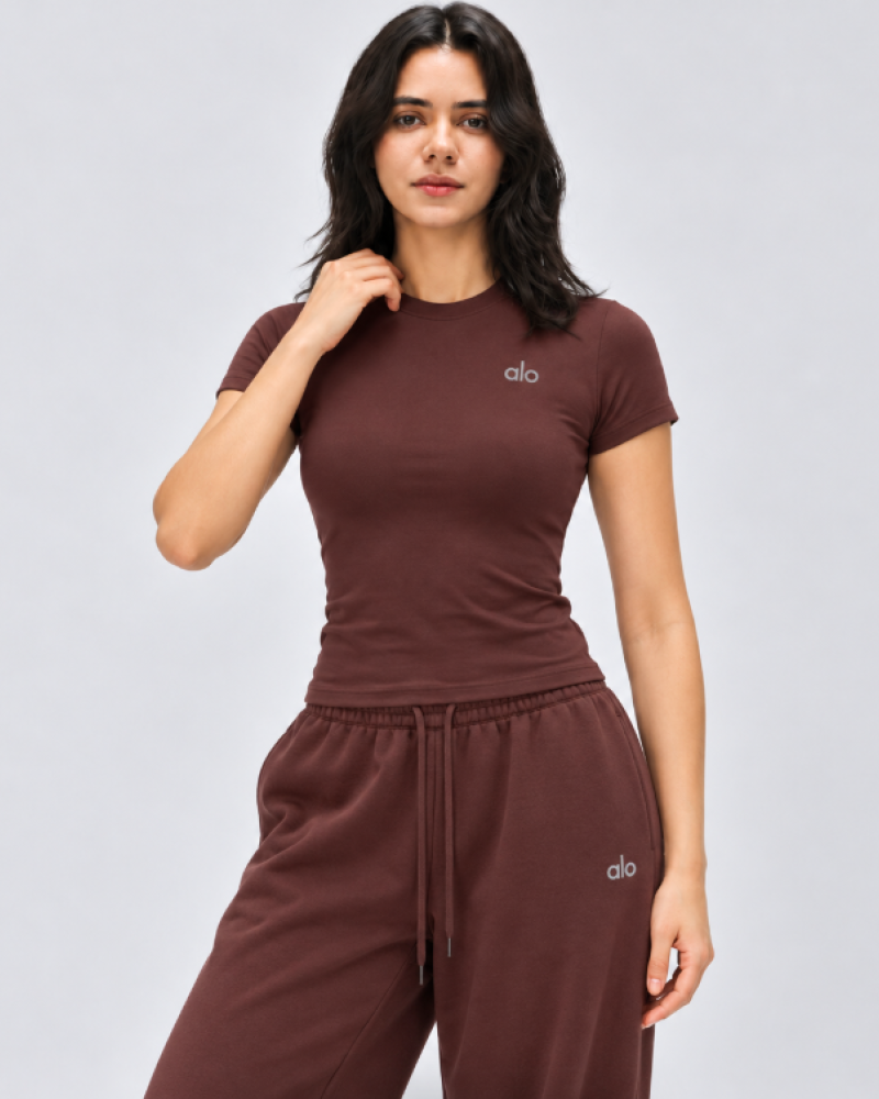 Alo Yoga Alosoft Finesse T-Shirt – Distilled Coffee