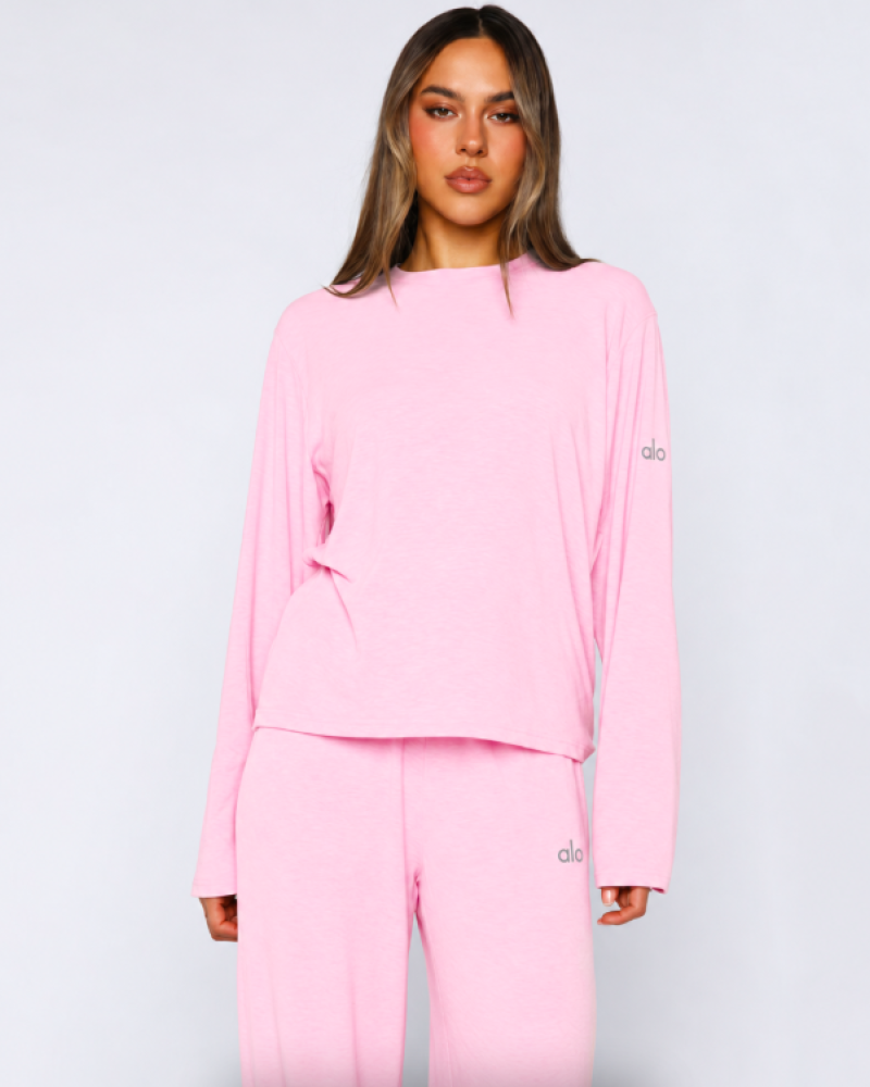 Alo Yoga Alosoft Finesse Long Sleeve & Wide Leg Sweatpant Set