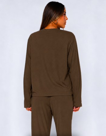 Alo Yoga Alosoft Finesse Long Sleeve & Wide-Leg Pant Set – Brown