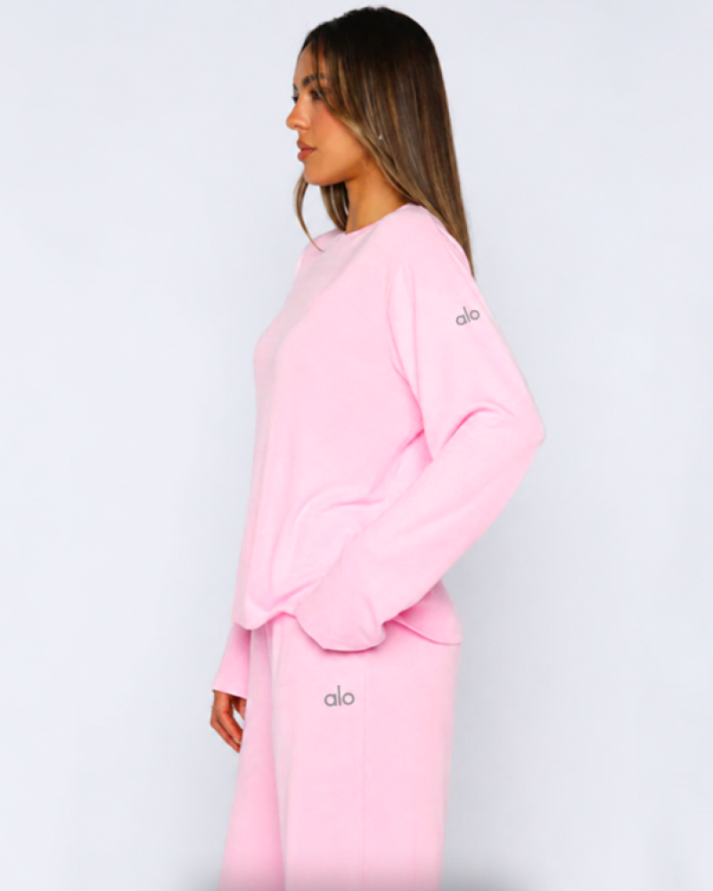 Alo Yoga Alosoft Finesse Long Sleeve & Wide Leg Sweatpant Set