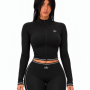 Alo Yoga Contrast-Trim Cropped Zip-Up Jacket – Black/White