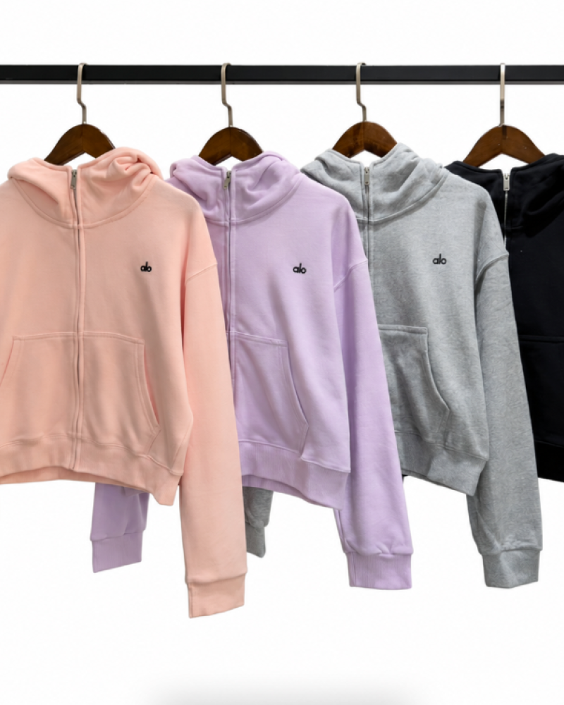 Alo Yoga Sweet Escape Zip Up Hoodie – Pink, Lavender, Grey & Black