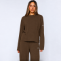 Alo Yoga Alosoft Finesse Long Sleeve & Wide-Leg Pant Set – Brown