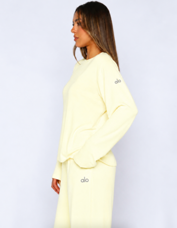 Alo Yoga Alosoft Finesse Long Sleeve & Wide-Leg Pant Set – Light Yellow
