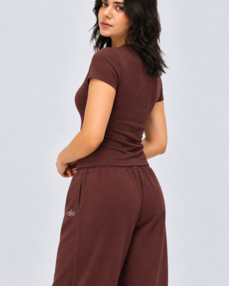 Alo Yoga Alosoft Finesse T-Shirt – Distilled Coffee