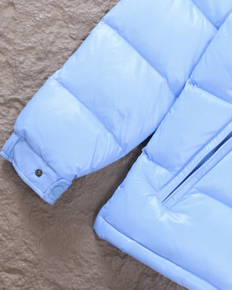 Moncler Maya Hooded Short Down Jacket – Light Blue