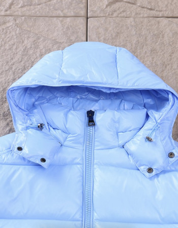 Moncler Maya Hooded Short Down Jacket – Light Blue