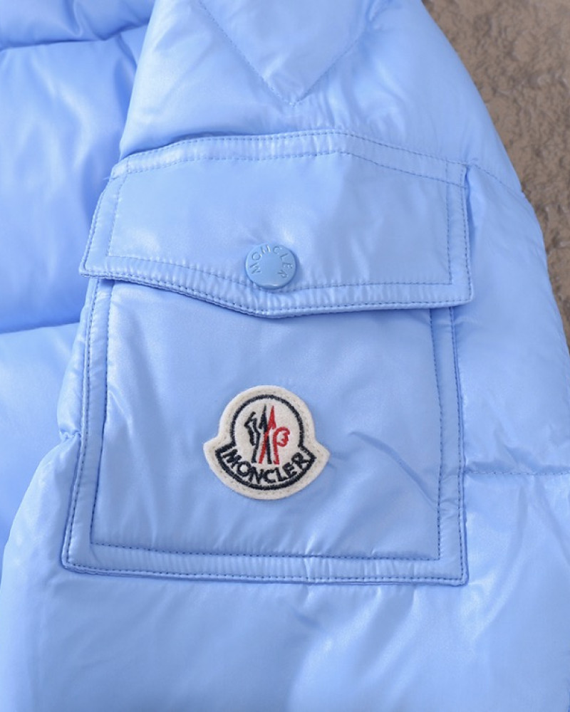 Moncler Maya Hooded Short Down Jacket – Light Blue