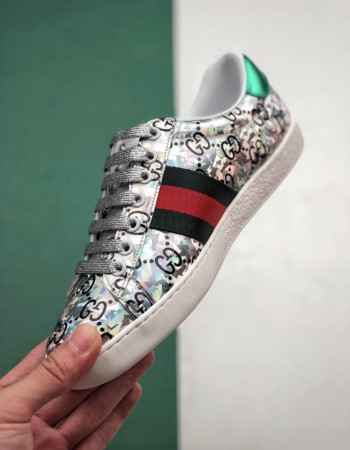 Gucci Ace GG Supreme Holographic Sneakers.