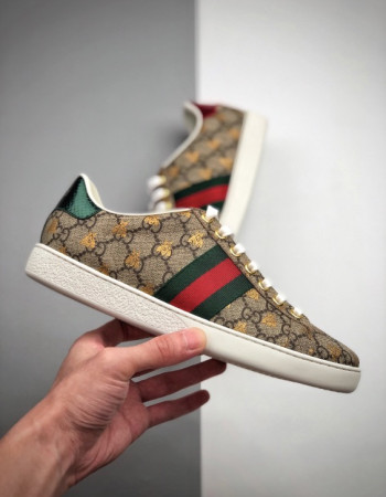 Gucci Ace GG Supreme Sneakers Gold Bees Monogram