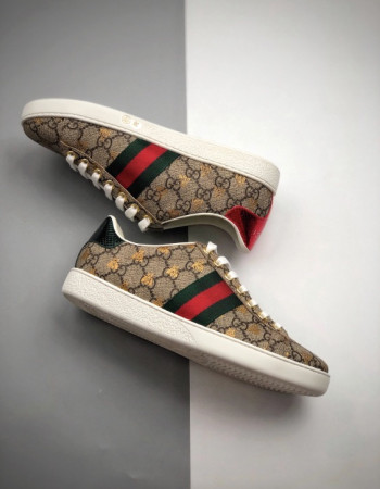 Gucci Ace GG Supreme Sneakers Gold Bees Monogram