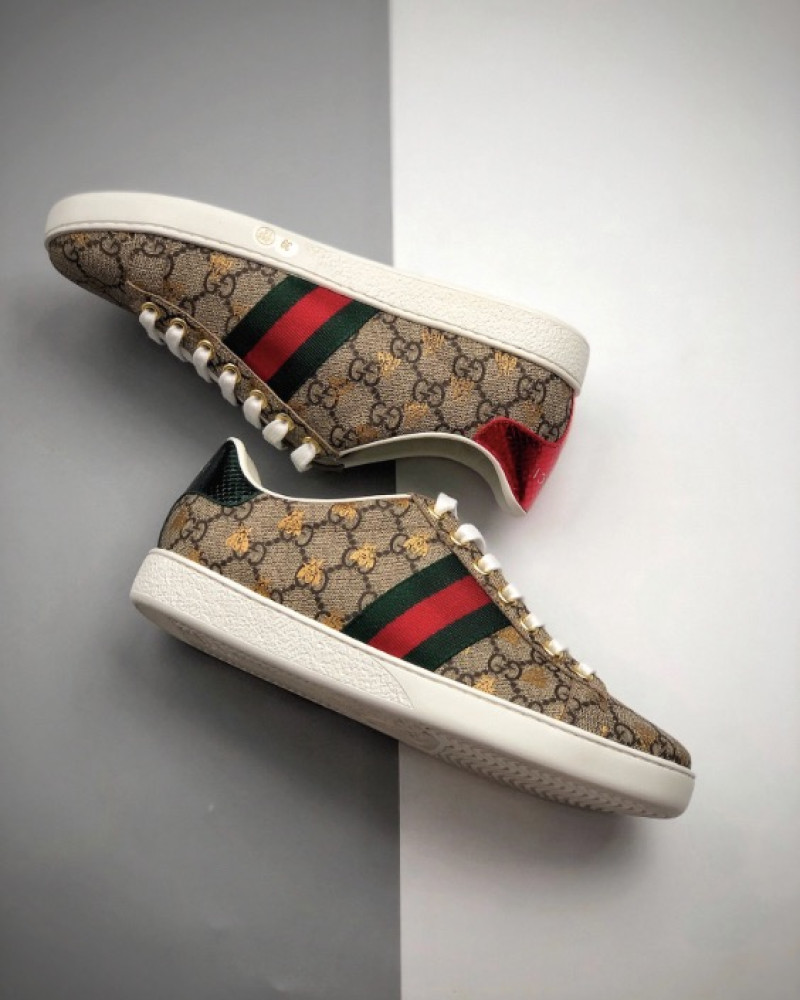 Gucci Ace GG Supreme Sneakers Gold Bees Monogram