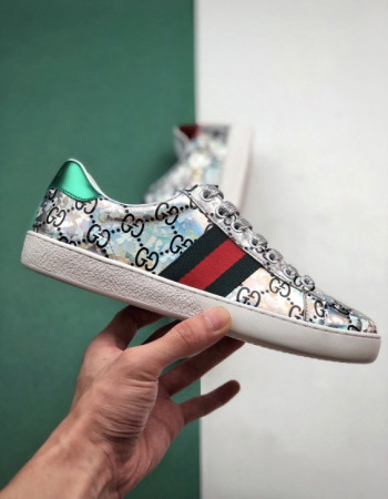 Gucci Ace GG Supreme Holographic Sneakers.