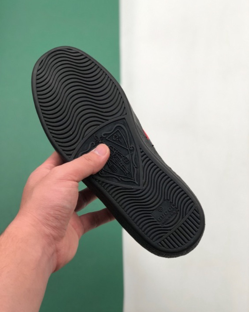 Gucci Ace GG Embossed Leather Black Monogram Sneakers 