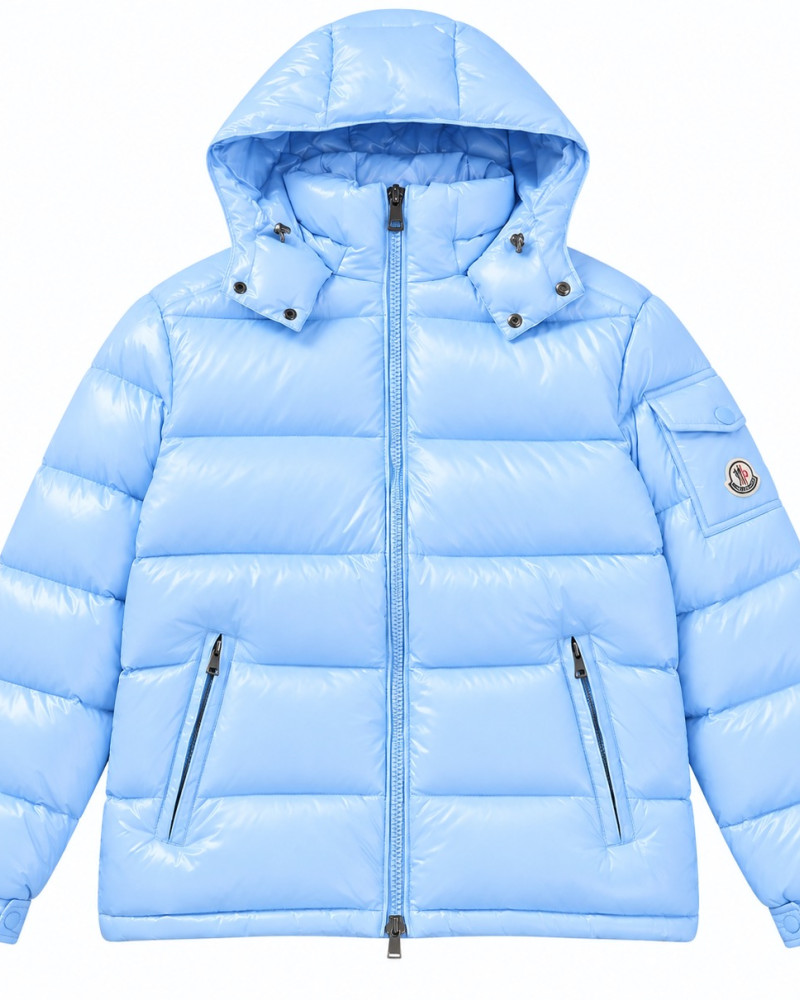 Moncler Maya Hooded Short Down Jacket – Light Blue