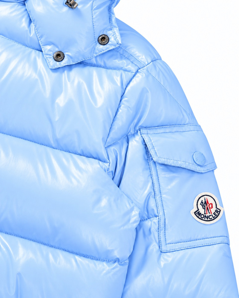 Moncler Maya Hooded Short Down Jacket – Light Blue