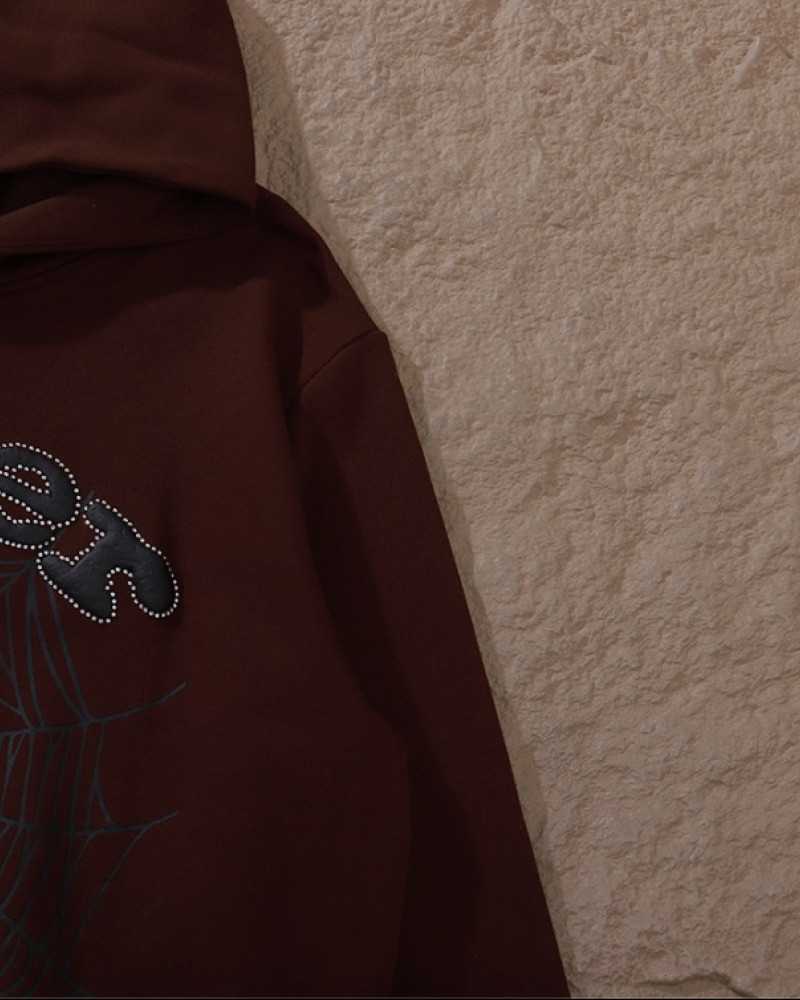 Sp5der 555 Brown Web Hoodie