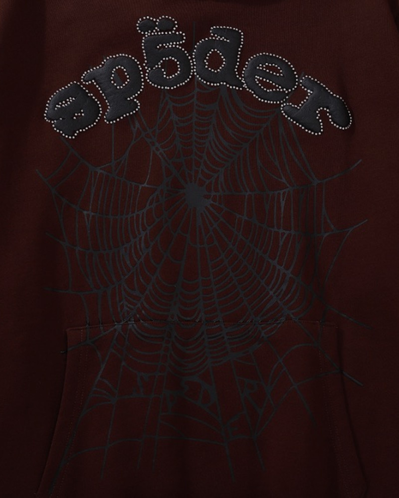 Sp5der 555 Brown Web Hoodie