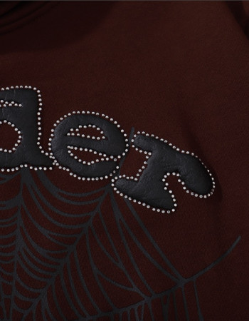 Sp5der 555 Brown Web Hoodie