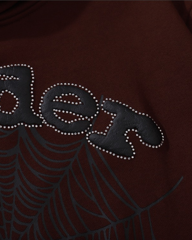 Sp5der 555 Brown Web Hoodie