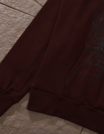 Sp5der 555 Brown Web Hoodie