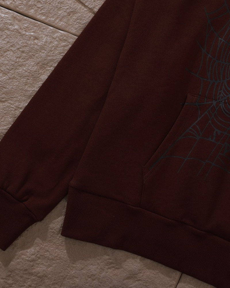 Sp5der 555 Brown Web Hoodie